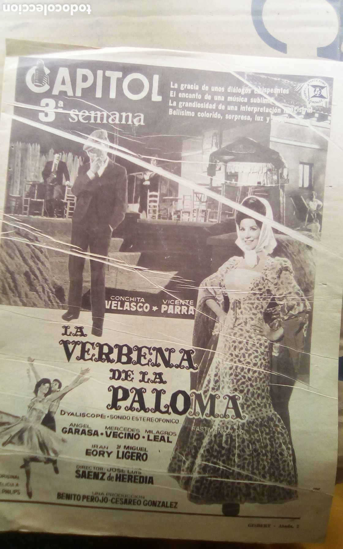 Cine: 4 P&aacute;ginas. Peri&oacute;dico ABC 31-07-1969. Cartelera: Conchita Velasco y Vicente Parra. Gordo. Scott. Ver