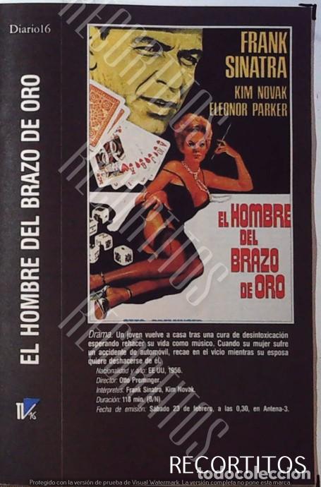 Cine: EL HOMBRE DEL BRAZO DE ORO FRANK SINATRA KIM NOVAK ELEONOR PARKER EL CRIMEN DE PERPIGNAN LA ISLA