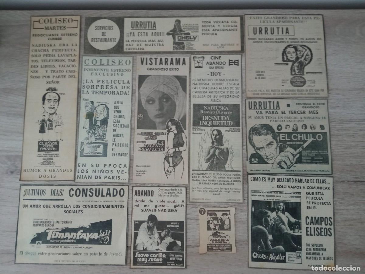 Cine: NADIUSKA, 20 RECORTES DE PERIODICOS ANTIGUOS DE ANUNCIOS DE SUS PEL&Iacute;CULAS