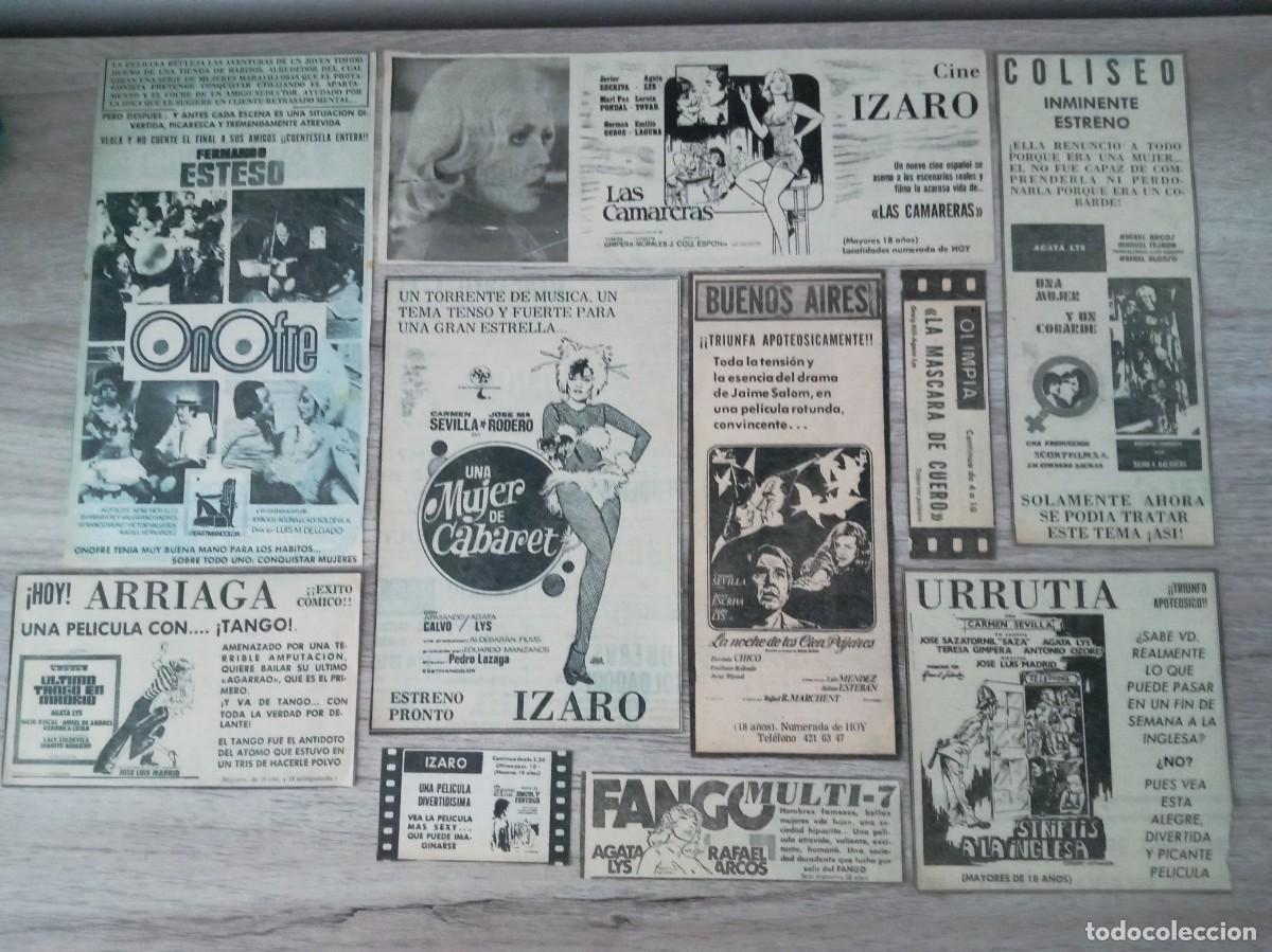 Cine: AGATA LYS, 19 RECORTES DE PERIODICOS ANTIGUOS DE ANUNCIOS DE SUS PEL&Iacute;CULAS
