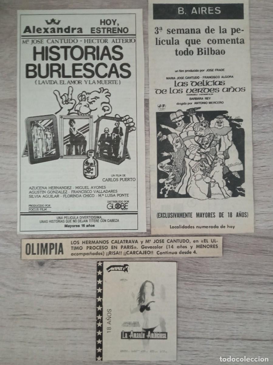 Cine: MARIA JOSE CANTUDO, 4 RECORTES DE PERIODICOS ANTIGUOS DE ANUNCIOS DE SUS PELICULAS