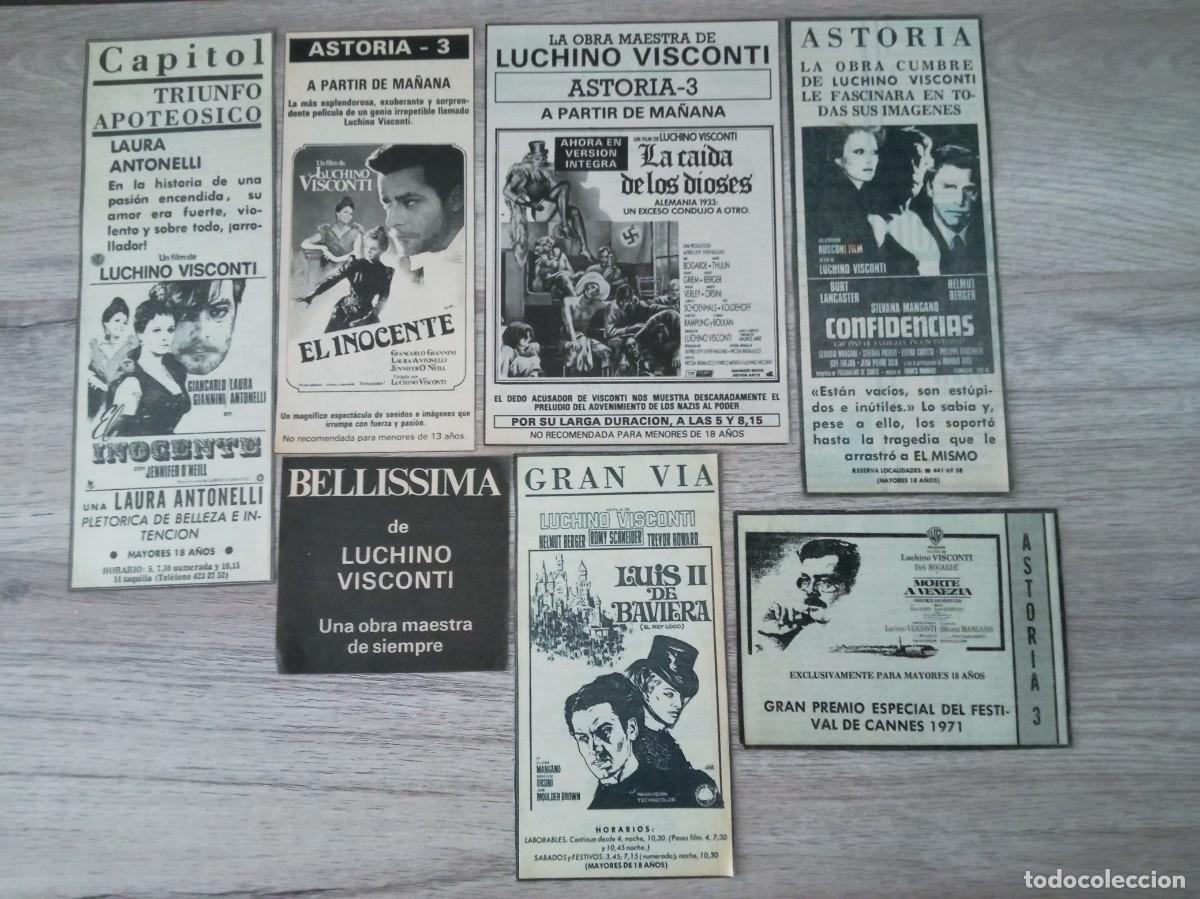 Cine: LUCHINO VISCONTI, 7 RECORTES DE PERIODICOS ANTIGUOS DE ANUNCIOS DE SUS PELICULAS