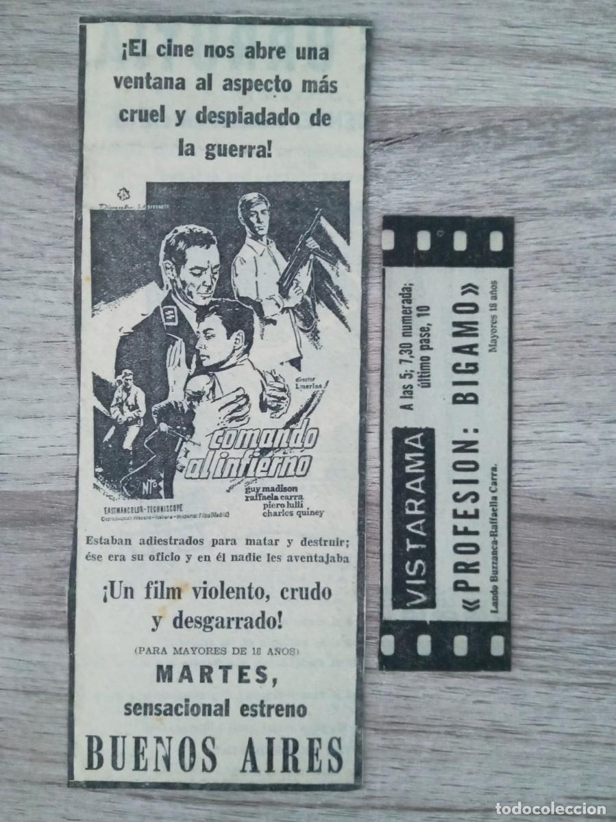 Cine: RAFFAELA CARRA, DOS RECORTES DE PERIODICOS ANTIGUOS DE ANUNCIOS DE SUS PELICULAS