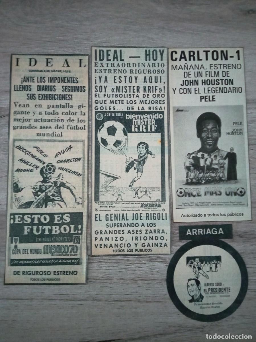 Cine: RECORTES DE PERIODICO DE PELICULAS DE FUTBOL: COPA DEL MUNDO MEXICO 70, PEL&Eacute; Y OTRAS
