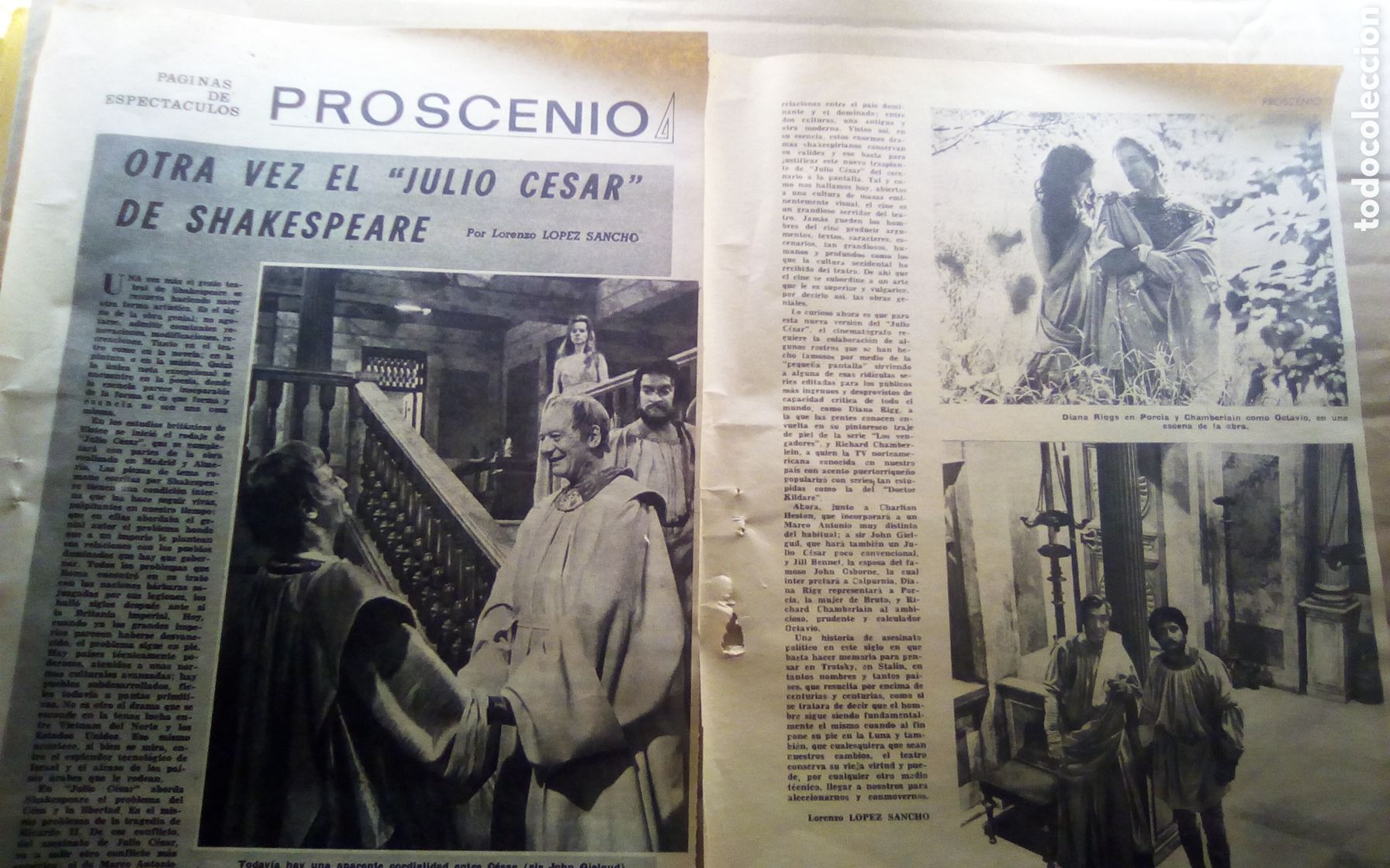 Cine: 2 Hojas peri&oacute;dico ABC, 22-07-1969. Otra vez el &rdquo;Julio Cesar&rdquo; de Shakespeare. Charlton Heston. Ver