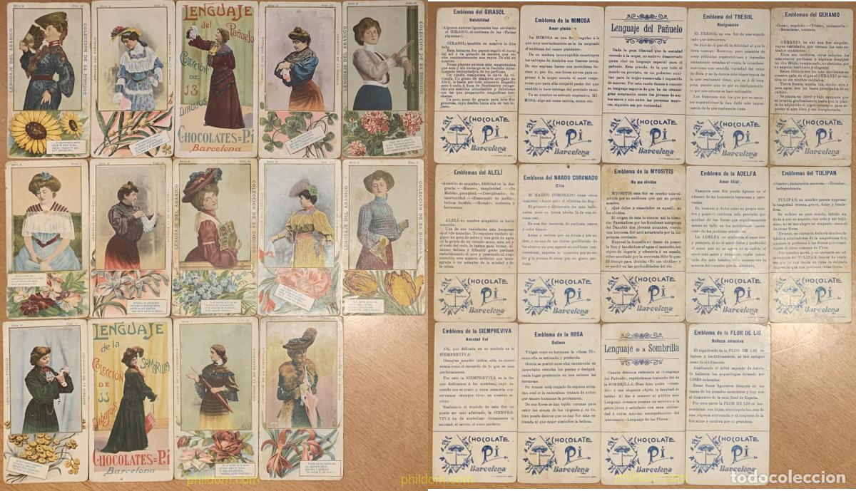 Cine: LOTE DE 14 CROMOS LENGUAJE PA&Ntilde;UELO SOMBRILLA ABANICO CHOCOLATE PI BARCELONA