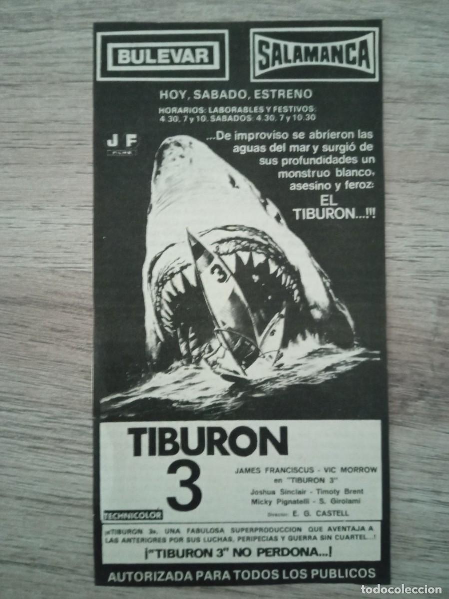 Cine: TIBURON 3, RECORTE DE PERIODICO ANTIGUO