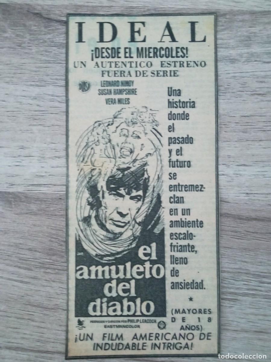 Cine: EL AMULETO DEL DIABLO, LEONARD NIMOY, RECORTE DE PERIODICO DE ANUNCIO DEL CINE IDEAL DE BILBAO