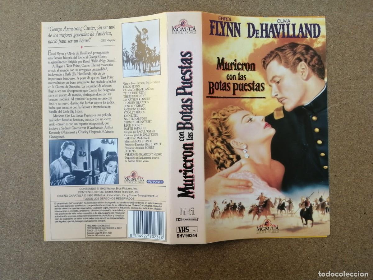 Cine: CARATULA VHS. MURIERON CON LAS BOTAS PUESTAS (ERROL FLYNN - OLVIA DE HAVILLAND - ANTHONY QUINN)
