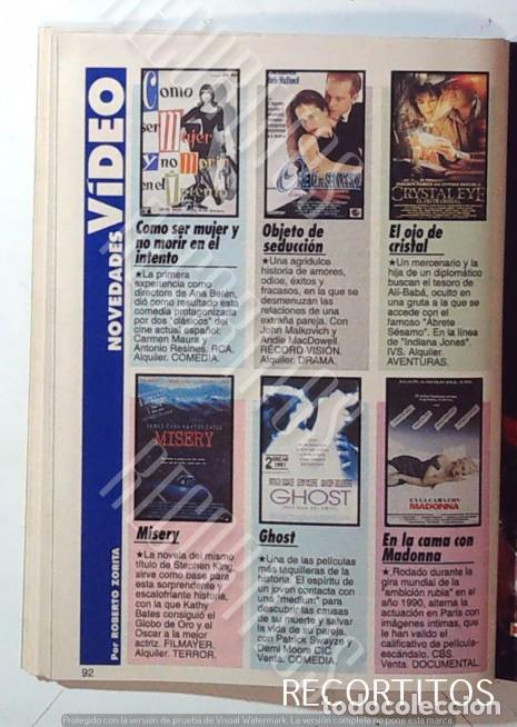 Cine: NOVEDADES EN VIDEO EN LA CAMA CON MADONNA GHOST EL OJO DE CRISTAL MISERY OBJETO DE SEDUCCION COMO S