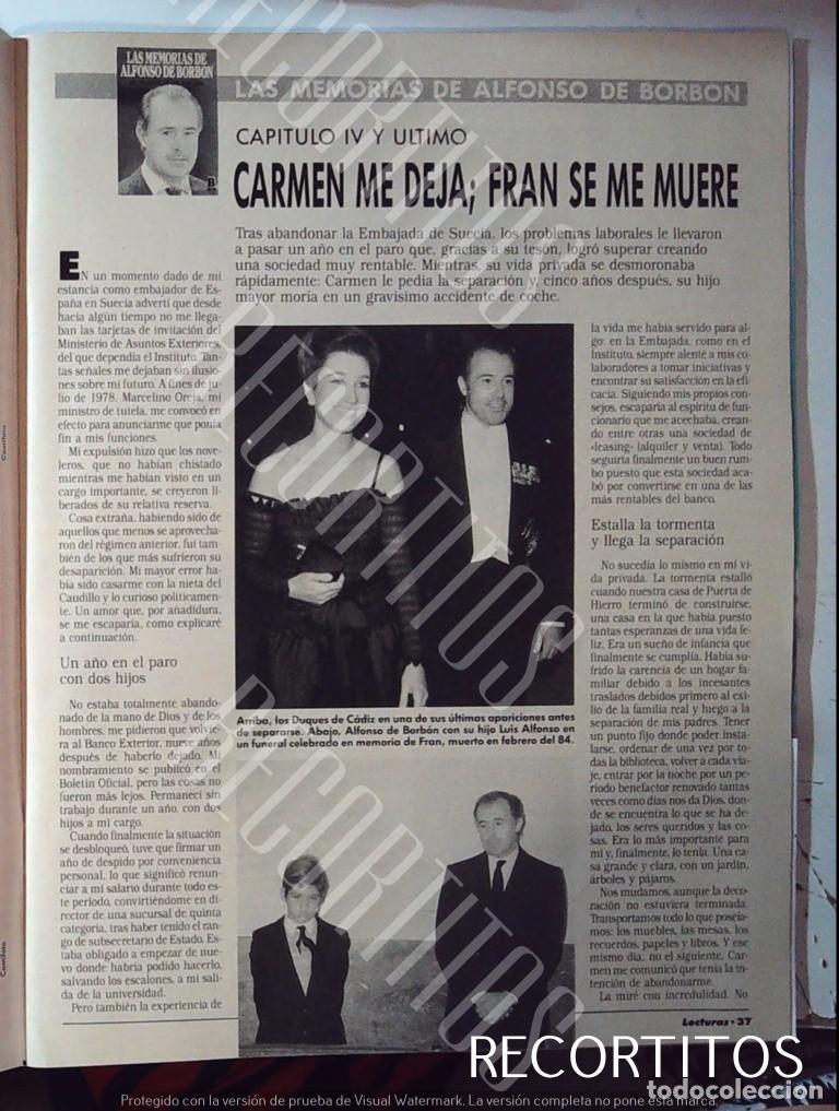 Cine: LAS MEMORIAS DE ALFONSO DE BORBON EN LECTURAS MARIA DEL CARMEN MARTINEZ BORDIU LUIS ALFONSO
