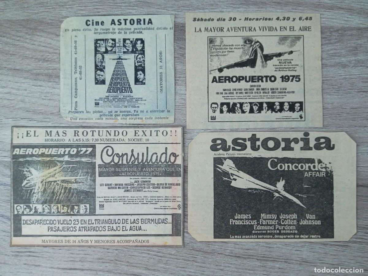 Cine: AEROPUERTO, 4 RECORTES DE PERIODICOS ANTIGUOS DE ANUNCIOS DE ESTA SERIE DE PEL&Iacute;CULAS CATASTROFICAS