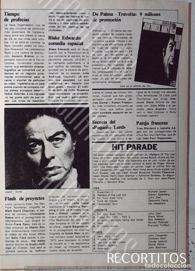 Cine: INGRID BERGMAN JOHN TRAVOLTA DE PALMA BRIAN BLOW OUT