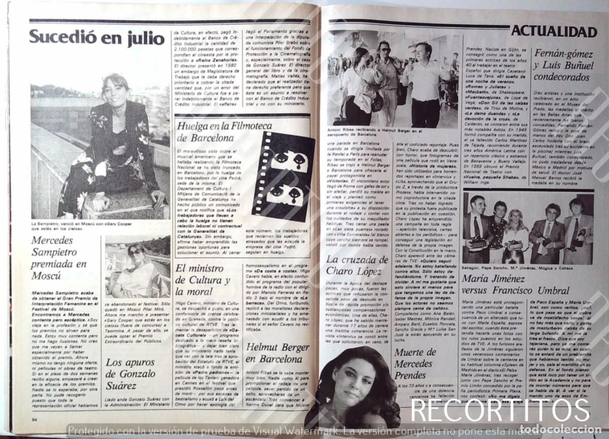 Cine: MERCEDES SAMPIETRO HELMUT BERGER CHARO LOPEZ MARIA JIMENEZ MUGICA CABEZA SAHAGUN MARIA JIMENEZ