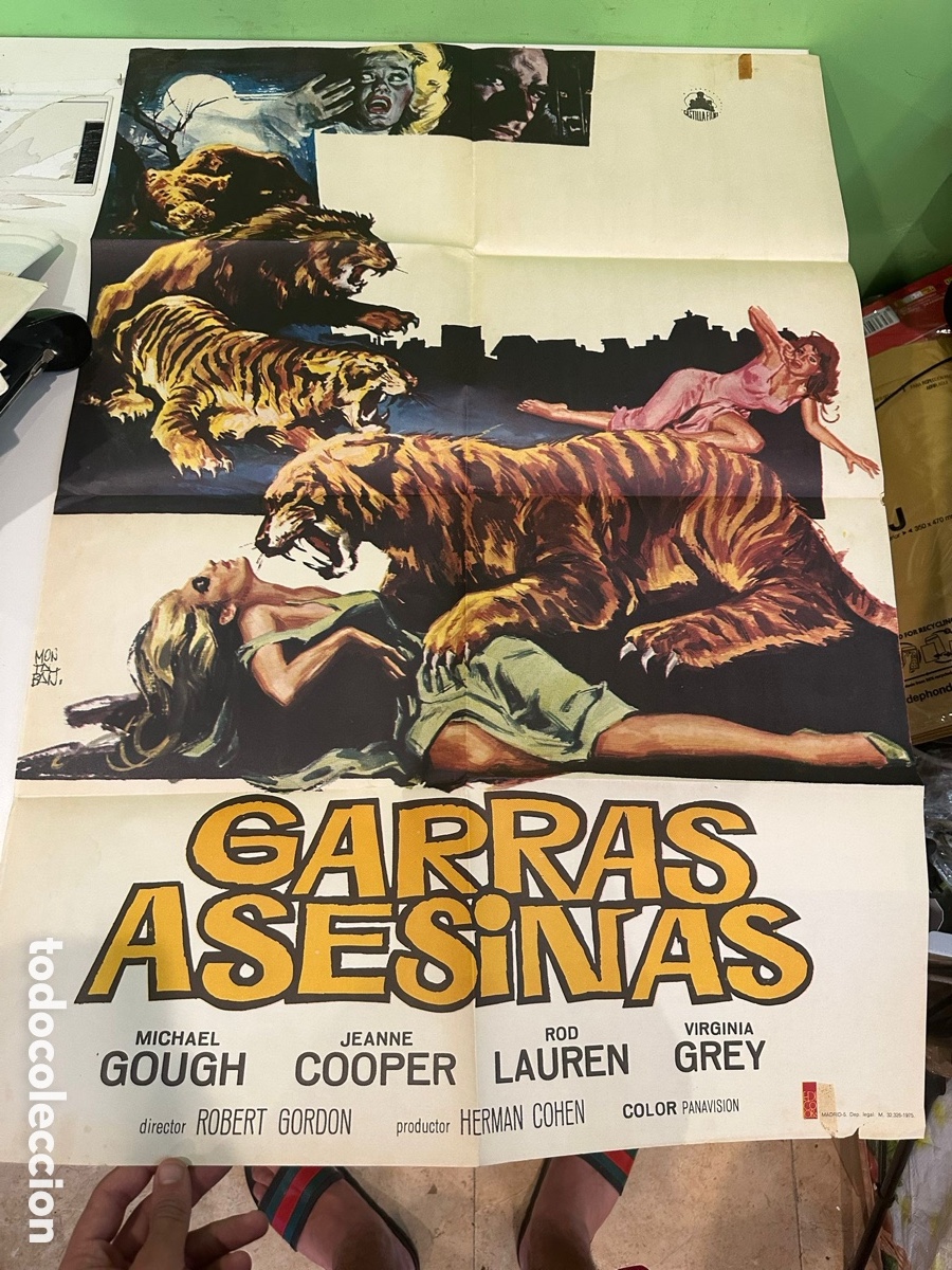 Cine: Cartel original de cine &ldquo;Garras Asesinas&rdquo; (Grizzly) &ndash; 100 &times; 70 cm