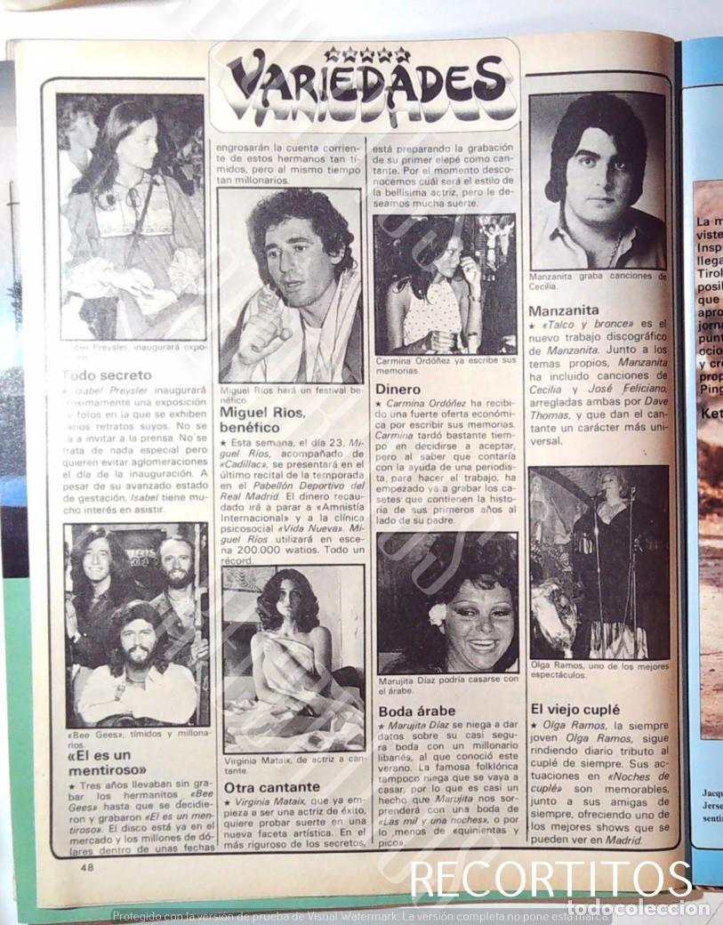 Cine: MANZANITA OLGA RAMOS VIRGINIA MATAIX BEE GEES ISABEL PREYSLER MARUJITA DIAZ MIGUEL RIOS CARMINA ORD