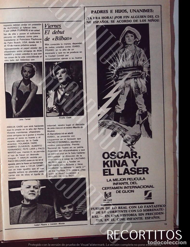 Cine: OSCAR KINA Y EL LASER JOSE LUIS ALONSO Y SU OCA CINE INFANTIL LANA TURNER ANALIA GADE ISABEL PISANO