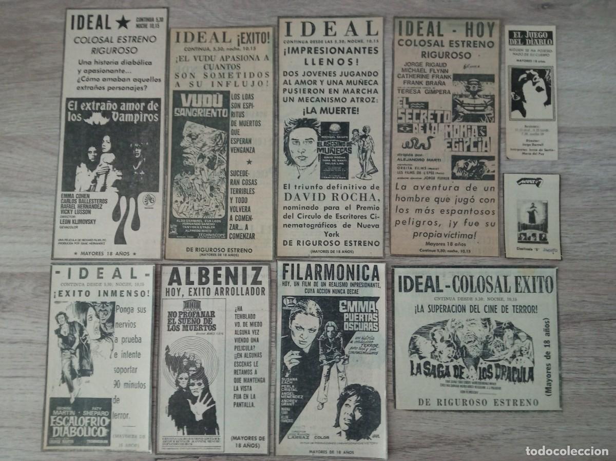 Cine: TERROR A LA ESPA&Ntilde;OLA, 10 RECORTES DE PERIODICOS ANTIGUOS DE ANUNCIOS DE CINES DE BILBAO