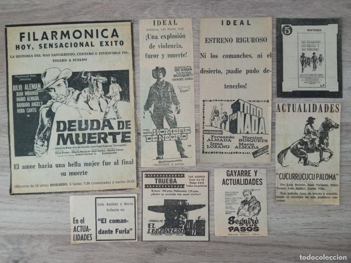 Cine: CINE MEJICANO, 8 RECORTES DE PERIODICOS ANTIGUOS DE ANUNCIOS DE CINES DE BILBAO