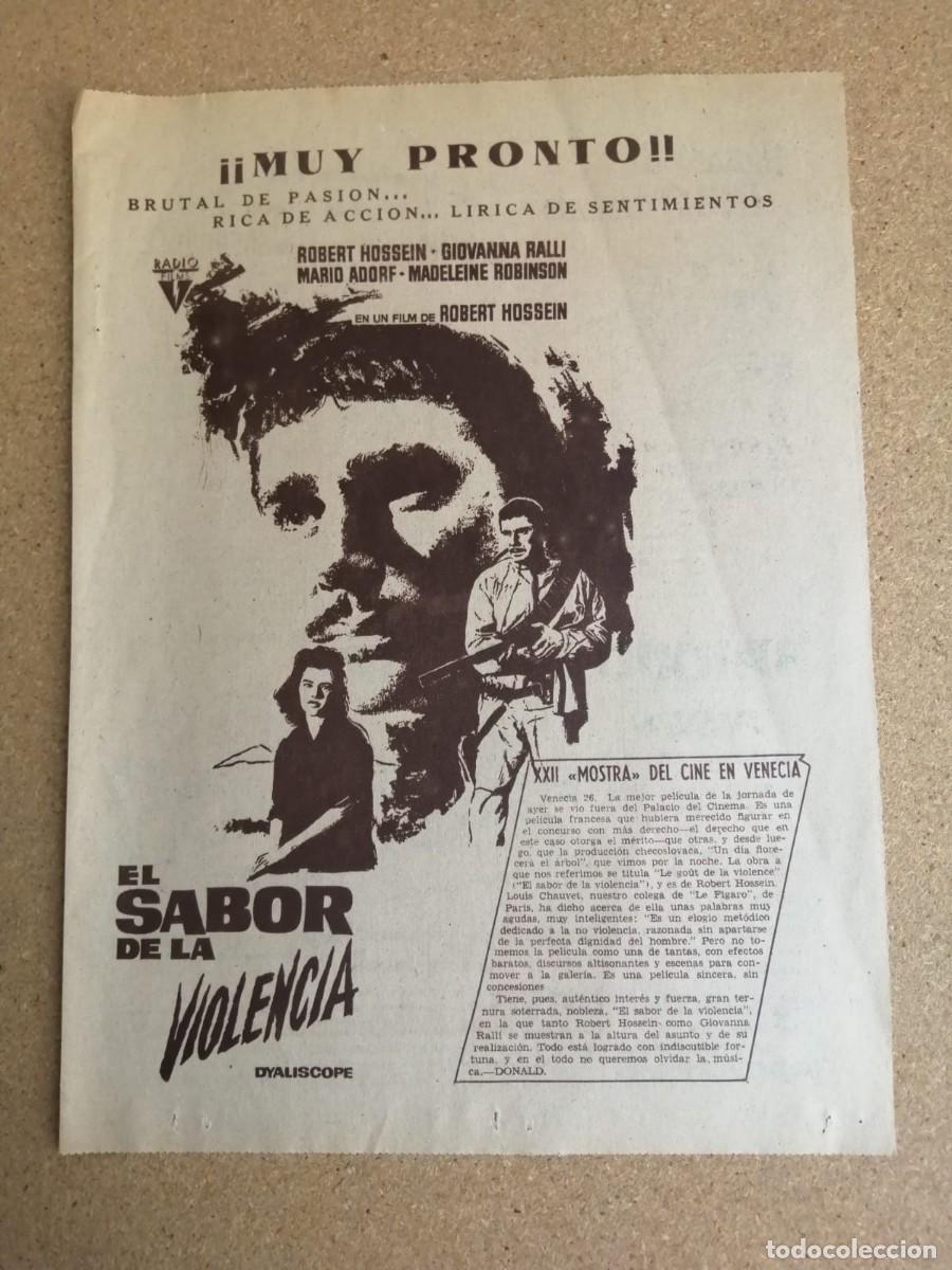 Cine: ANUNCIO CINE. EL SABOR DE LA VIOLENCIA (ROBERT HOSSEIN - GIOVANNA RALLI)