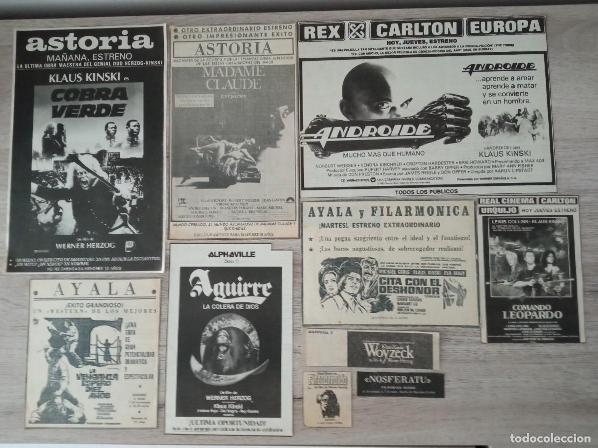 Cine: KLAUS KINSKY, 10 RECORTES DE PERIODICOS ANTIGUOS DE ANUNCIOS DE SUS PELICULAS