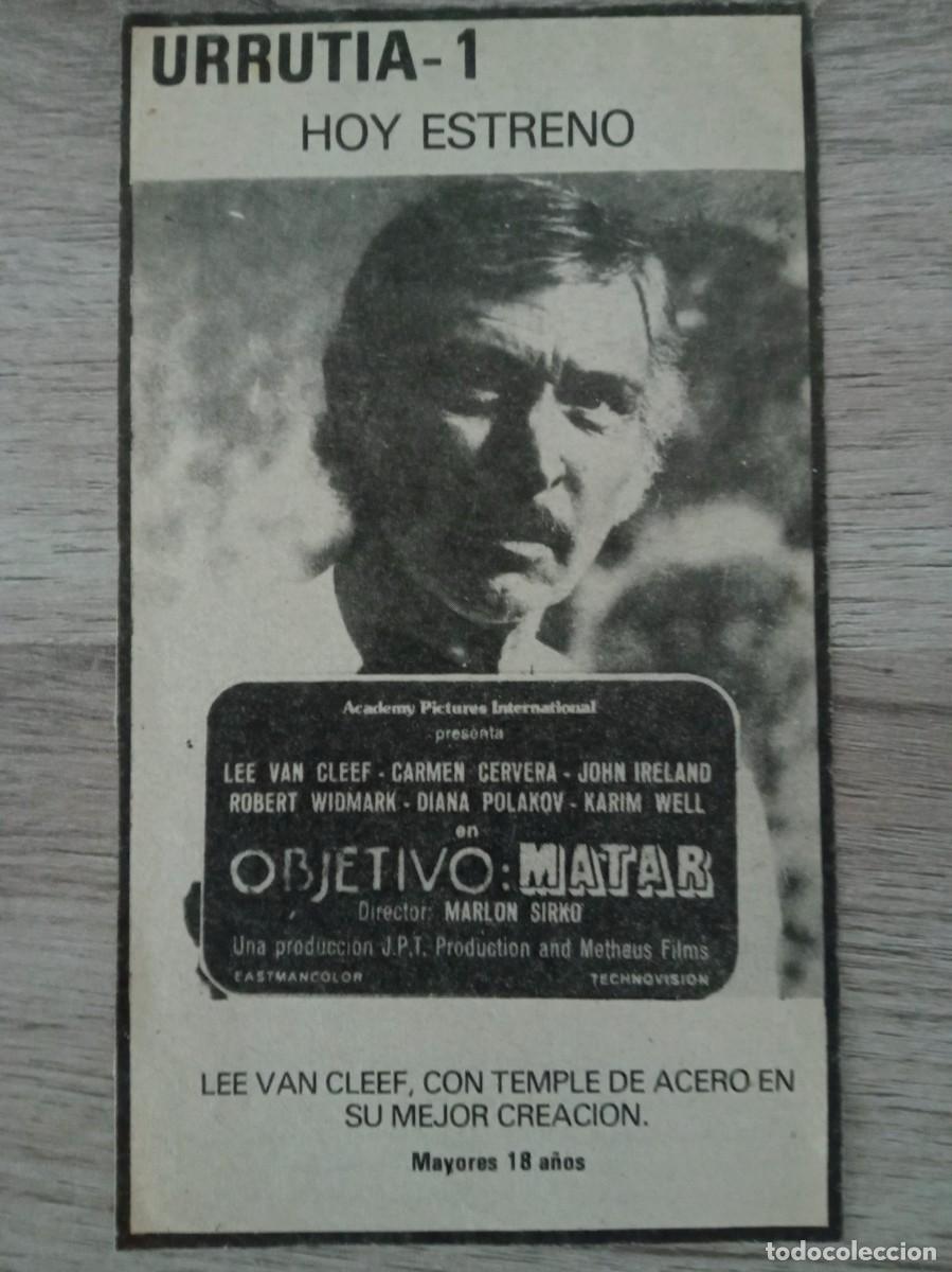 Cine: OBJETIVO MATAR, LEE VAN CLEEF, CARMEN CERVERA, BARONESA THYSSEN, RECORTE DE PERIODICO ANTIGUO