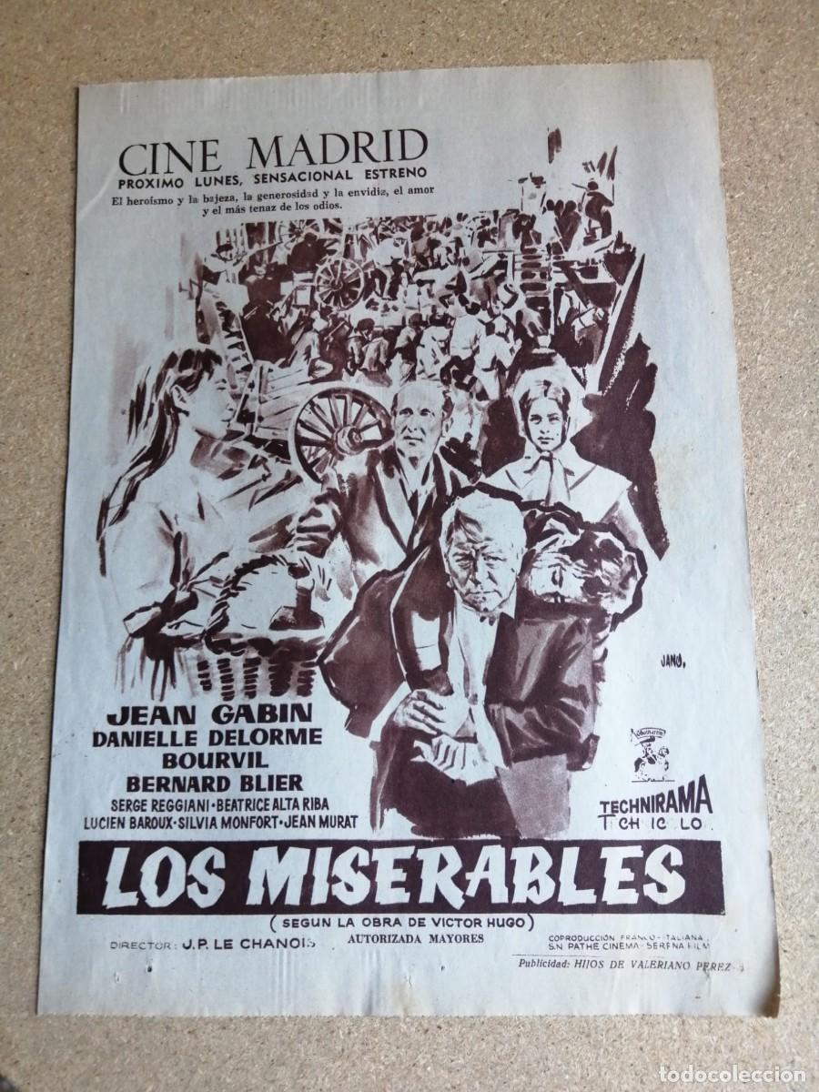 Cine: ANUNCIO CINE. LOS MISERABLES (JEAN GABIN - DANIELLE DELORME - BOURVIL)