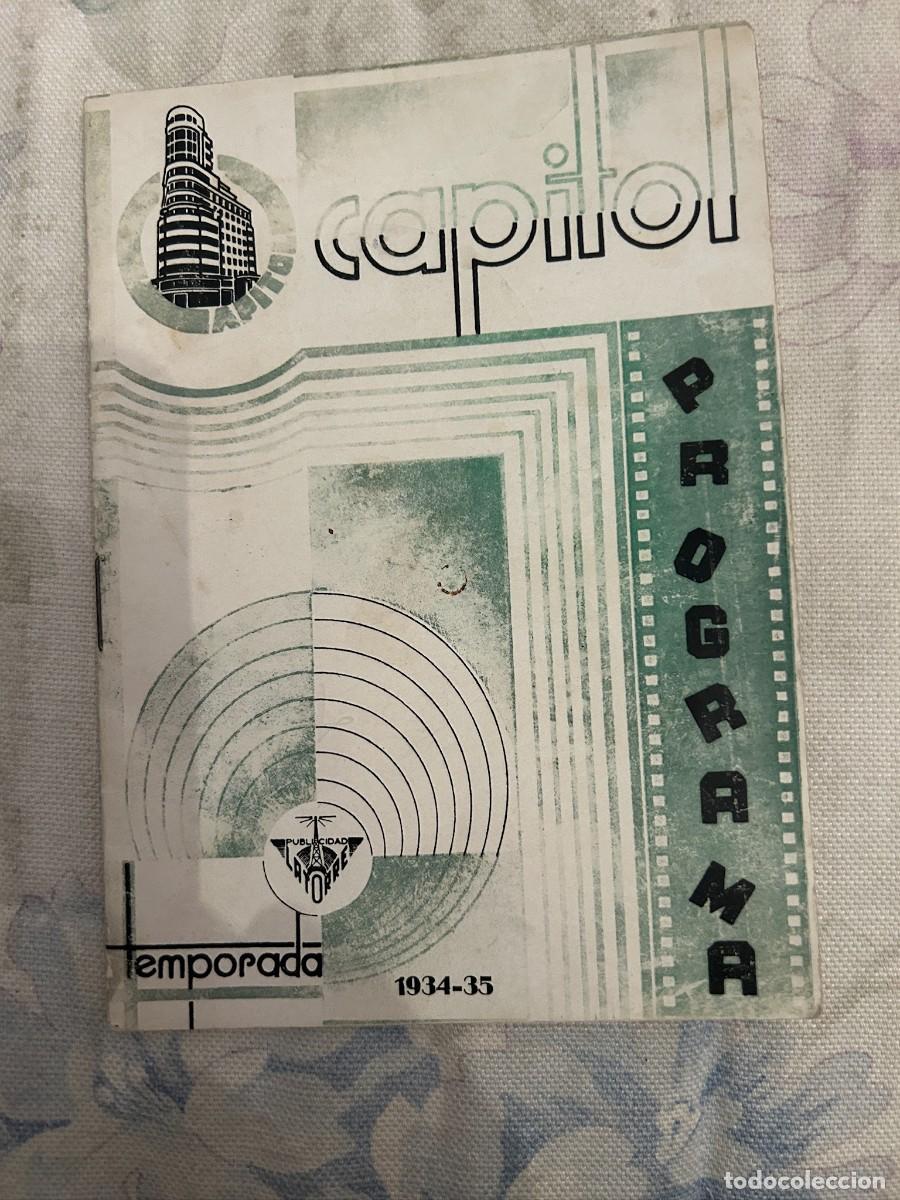 Cine: programa de cine capitol madrid temporada 1934-35 con publicidad precioso