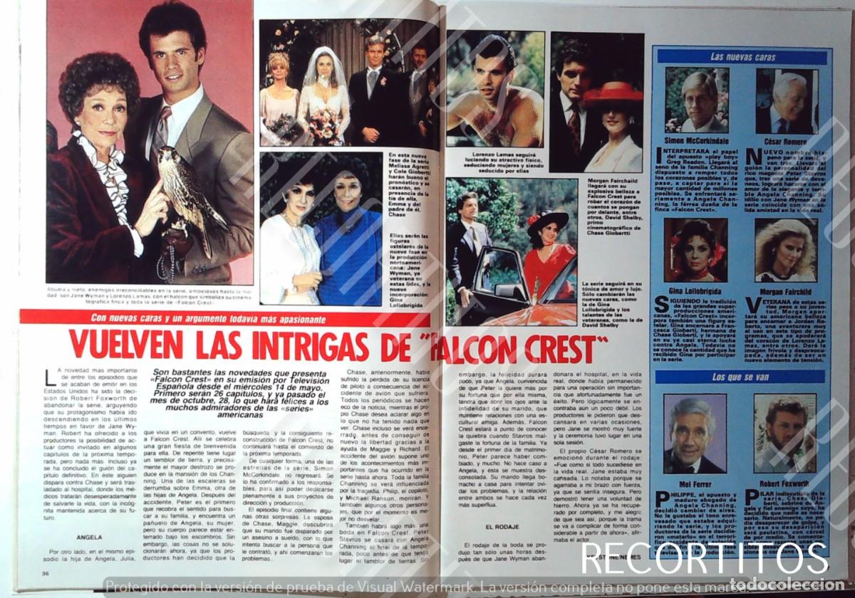 Cine: falcon crest simon mccorkindale morgan fairchild mel ferrer lorenzo lamas gina lollobrigida