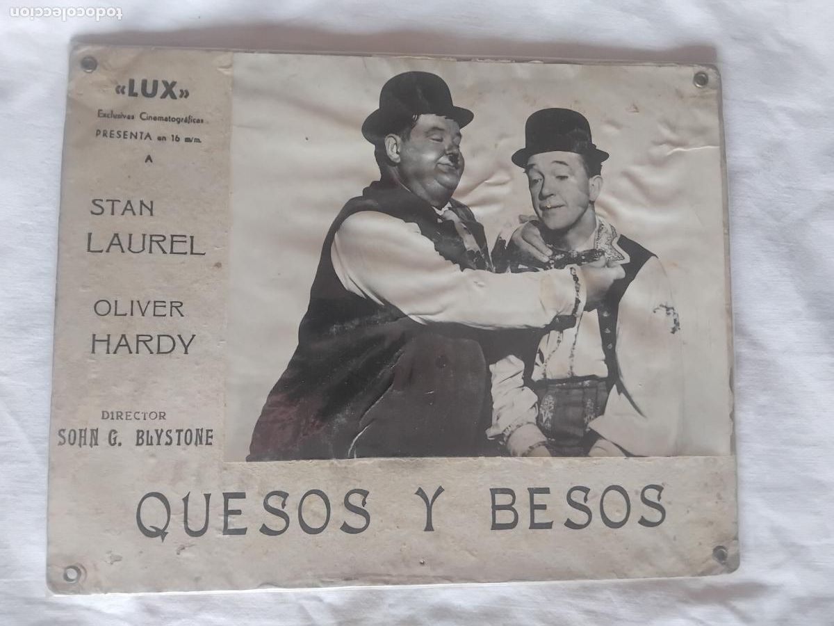 Cine: QUESOS Y BESOS. STAN LAUREL Y OLIVER HARDY. LOBY CARD FOTOGRAFIA SOBRE CARTON 29X23 cm