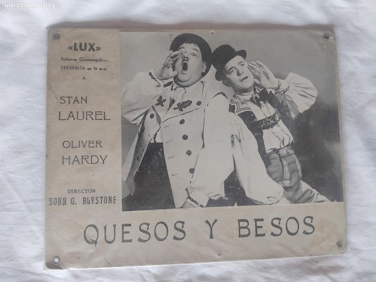 Cine: QUESOS Y BESOS. STAN LAUREL Y OLIVER HARDY. LOBY CARD FOTOGRAFIA SOBRE CARTON 29X23 cm