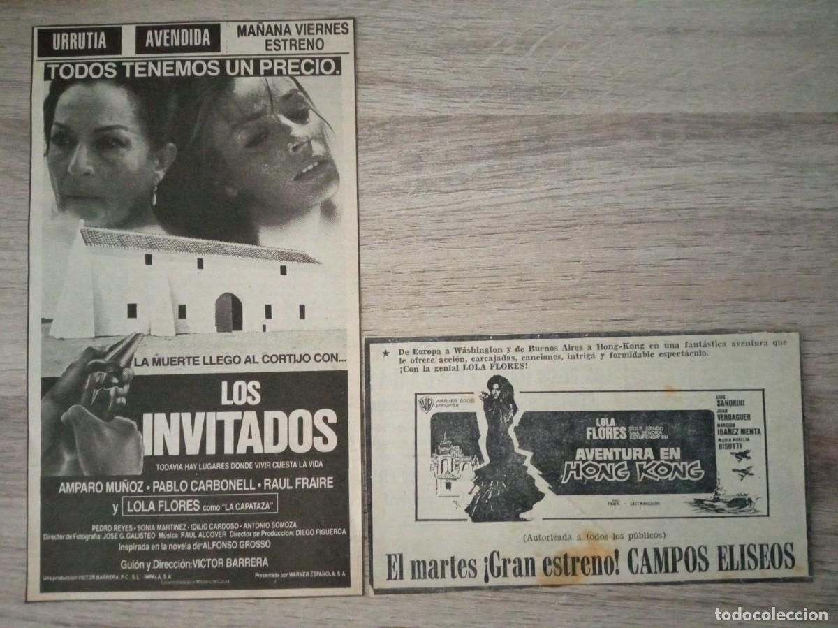 Cine: LOLA FLORES, 2 RECORTES DE PERIODICOS ANTIGUOS DE ANUNCIOS DE SUS PELICULAS