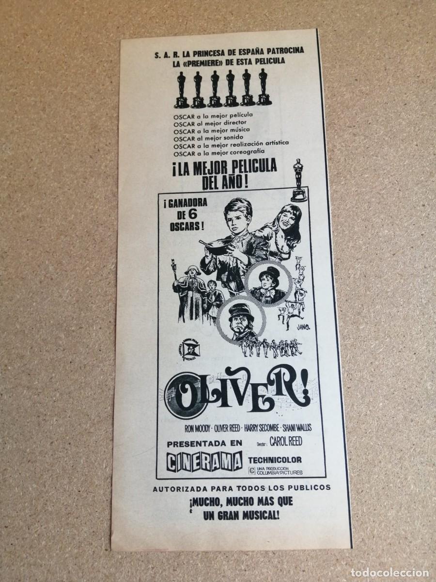Cine: ANUNCIO CINE. OLIVER (MARK LESTER - OLIVER REED - RON MOODY - JACK WILD)