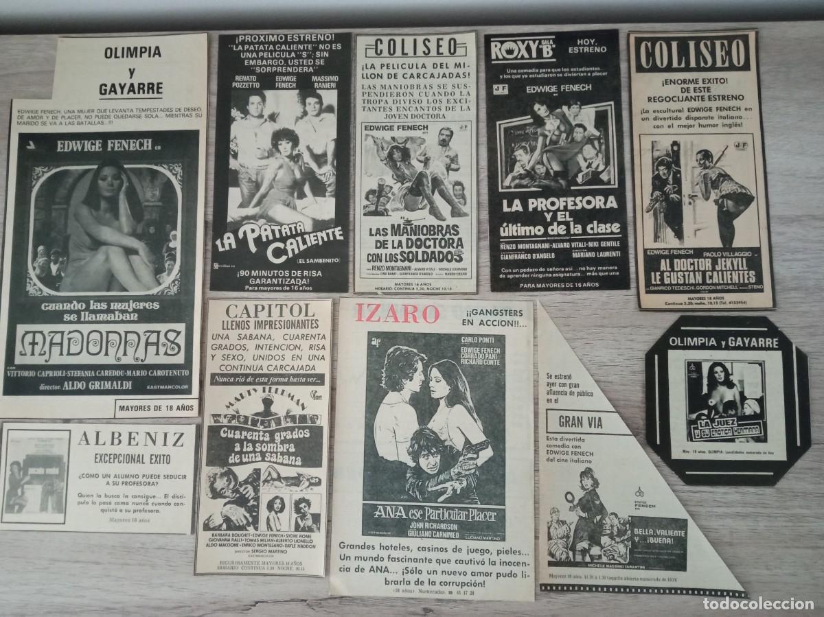 Cine: EDWIGE FENECH, 20 RECORTES DE PERIODICOS ANTIGUOS DE ANUNCIOS DE SUS PEL&Iacute;CULAS