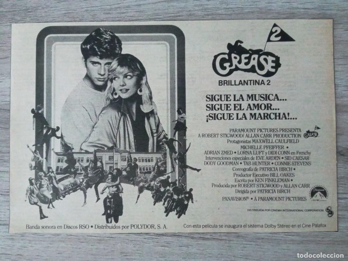Cine: GREASE 2, MICHELLE PFEIFFER, RECORTE DE PERIODICO ANTIGUO