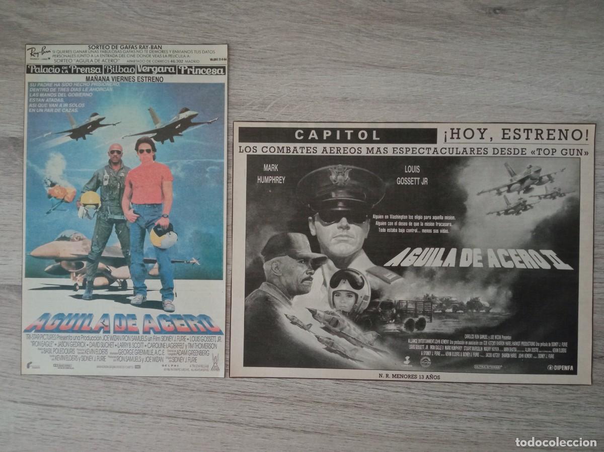 Cine: AGUILA DE ACERO, 2 RECORTES DE PERIODICOS ANTIGUOS