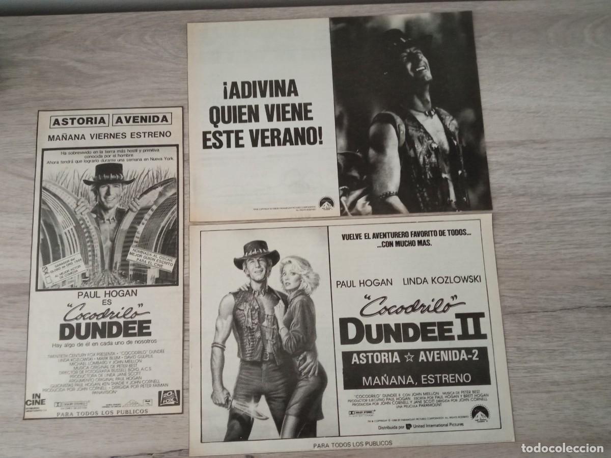 Cine: COCODRILO DUNDEE, 3 RECORTES DE PERIODICOS ANTIGUOS