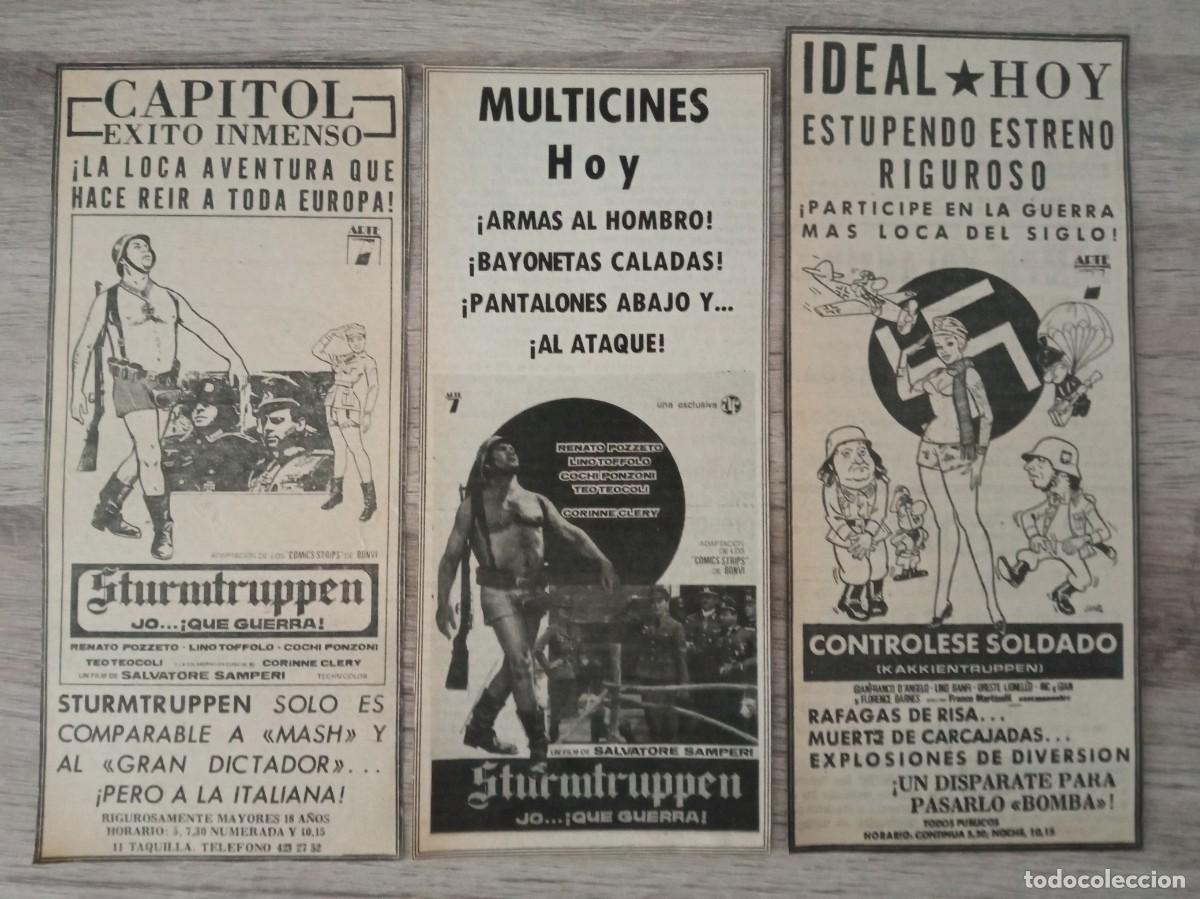 Cine: STURTRUPPEN Y KAKKIENTRUPPEN, 3 RECORTES DE PERIODICOS ANTIGUOS