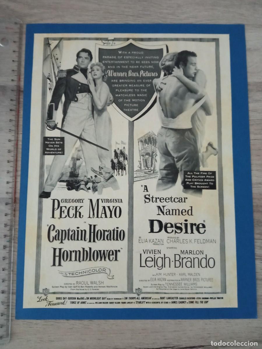 Cine: DESIREE, EL HIDALGO DE LOS MARES Y AQUI VIENE EL NOVIO, 2 RECORTES DE REVISTAS AMERICANAS