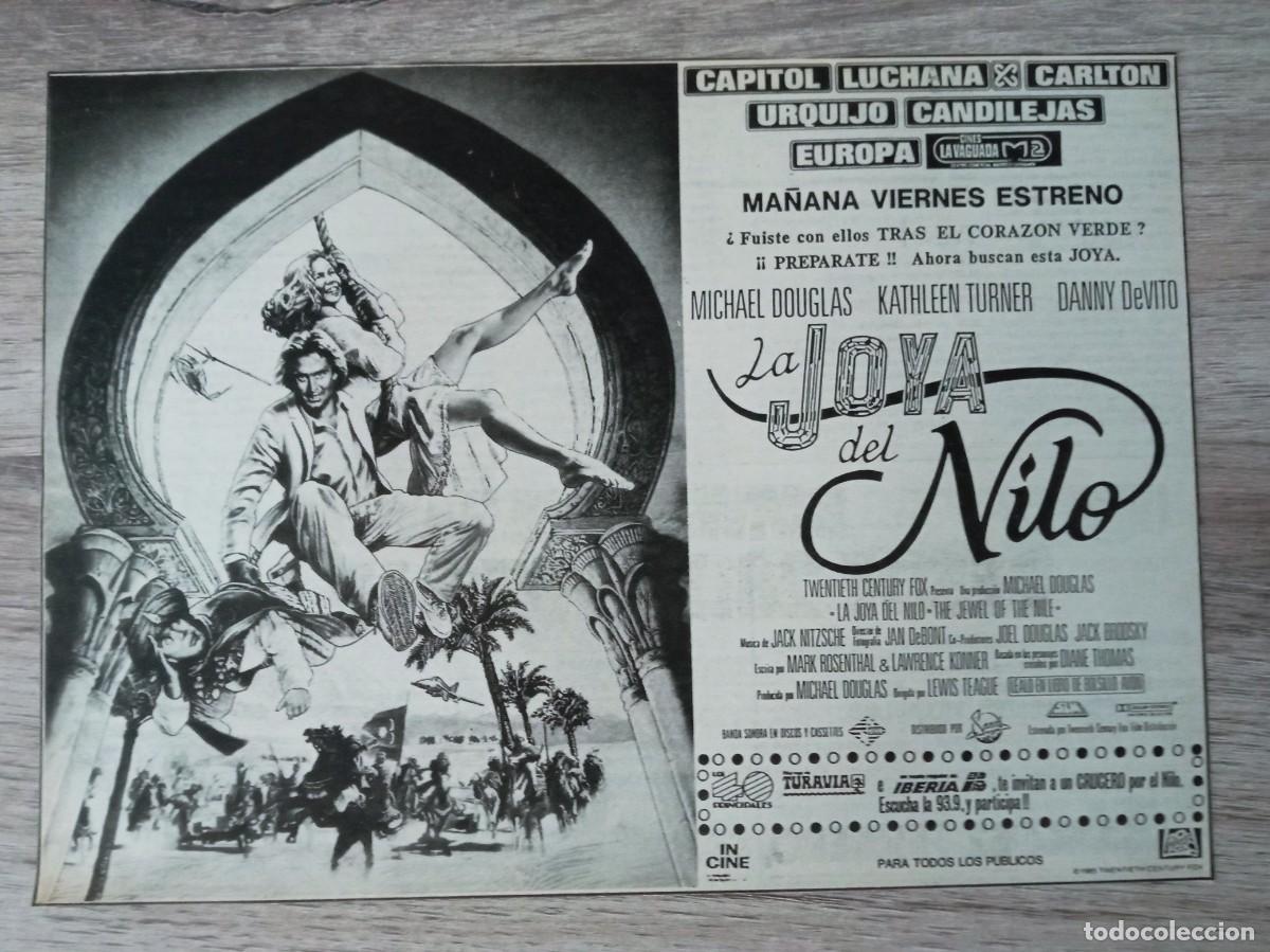 Cine: LA JOYA DEL NILO, MICHAEL DOUGLAS, RECORTE DE PERIODICO ANTIGUO