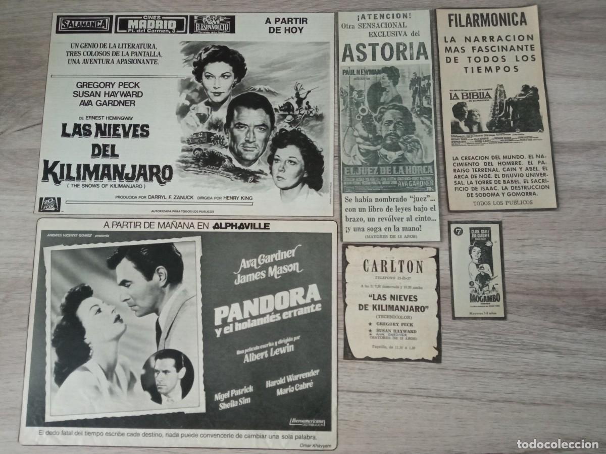 Cine: AVA GARDNER, 6 RECORTES DE PERIODICOS ANTIGUOS DE ANUNCIOS DE SUS PELICULAS