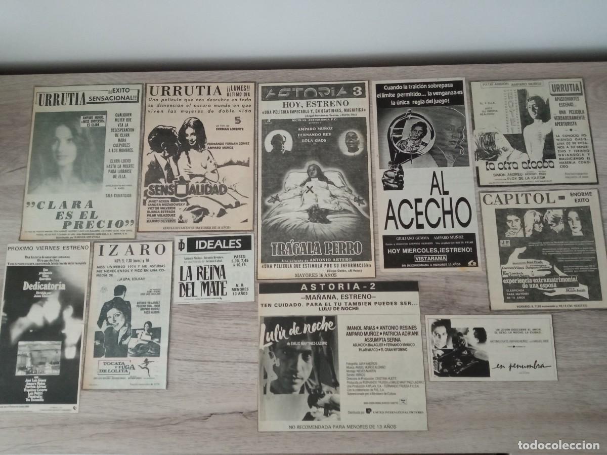 Cinema: AMPARO MU&Ntilde;OZ, 11 RECORTES DE PERIODICOS ANTIGUOS DE ANUNCIOS DE SUS PELICULAS