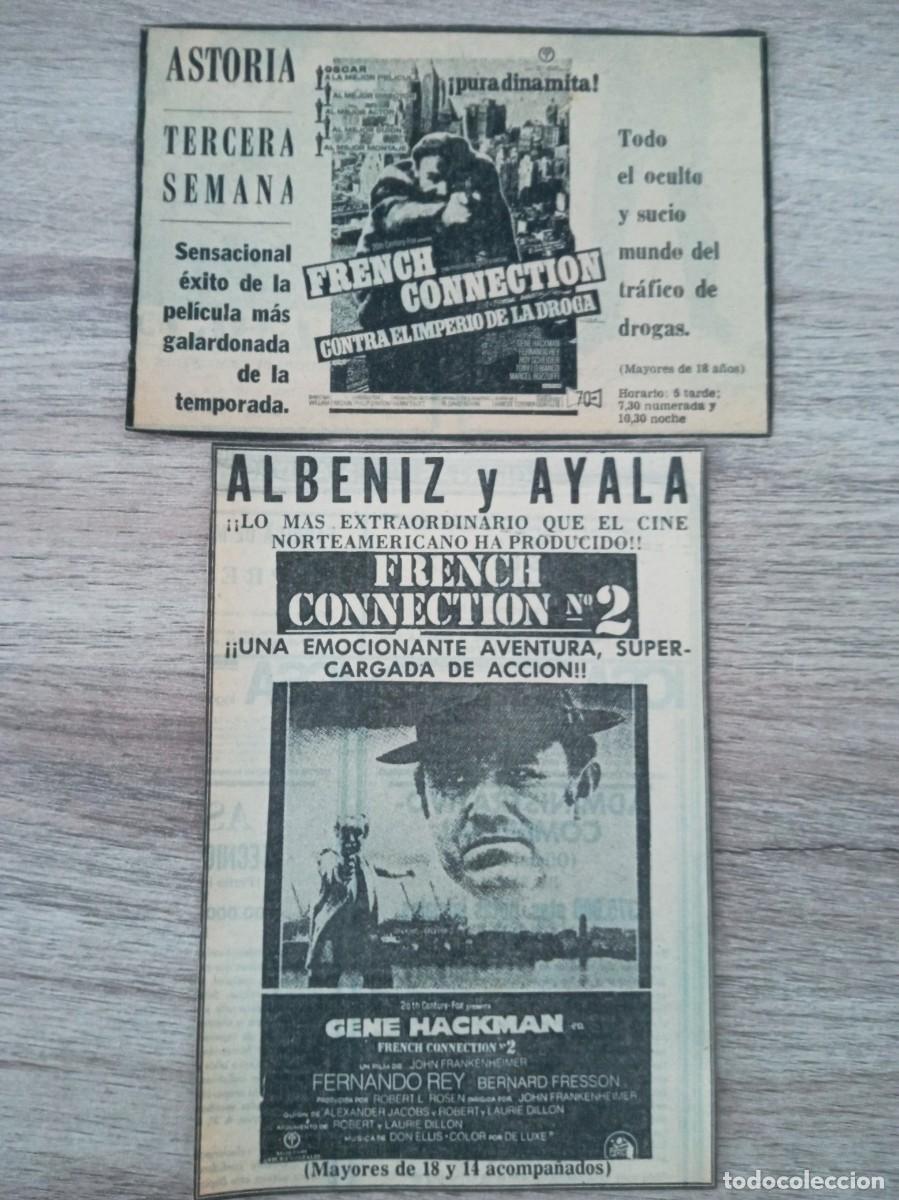 Cine: FRENCH CONNECTION, GENE HACKMAN, FERNANDO REY, 2 RECORTES DE PERIODICOS ANTIGUOS