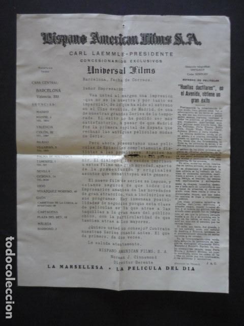 Cine: HISPANO AMERICAN FILMS S.A. CARTA CINE UNIVERSAL FILMS A&Ntilde;OS 20-30