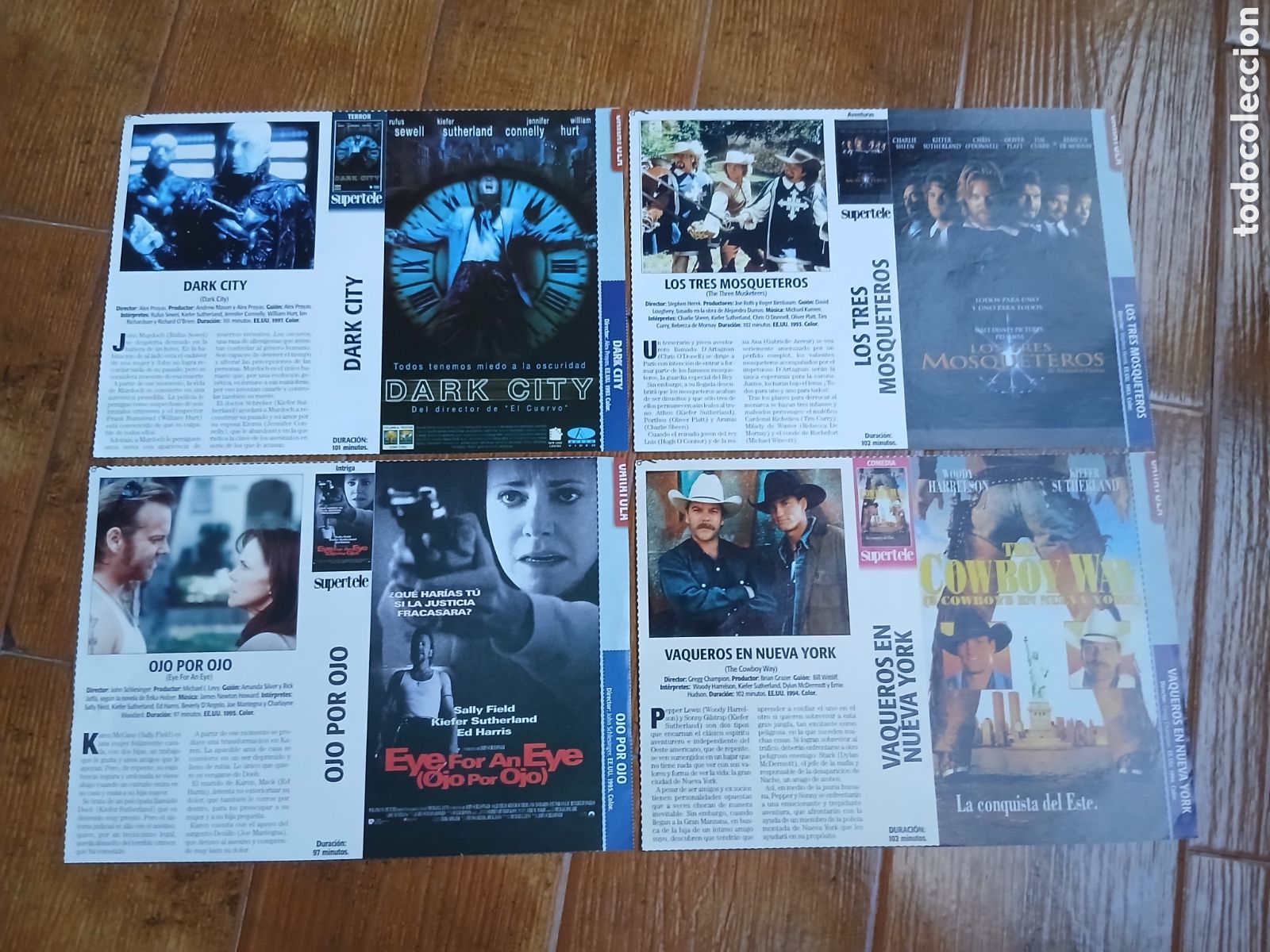Cinema: 4 Car&aacute;tulas pel&iacute;culas VHS Kiefer Sutherland (Supertele) A&ntilde;os 90