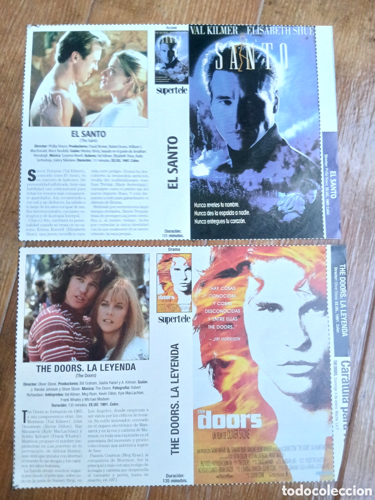 Cin&eacute;ma: 2 Car&aacute;tulas Pel&iacute;culas VHS Val Kilmer (Supertele) A&ntilde;os 90