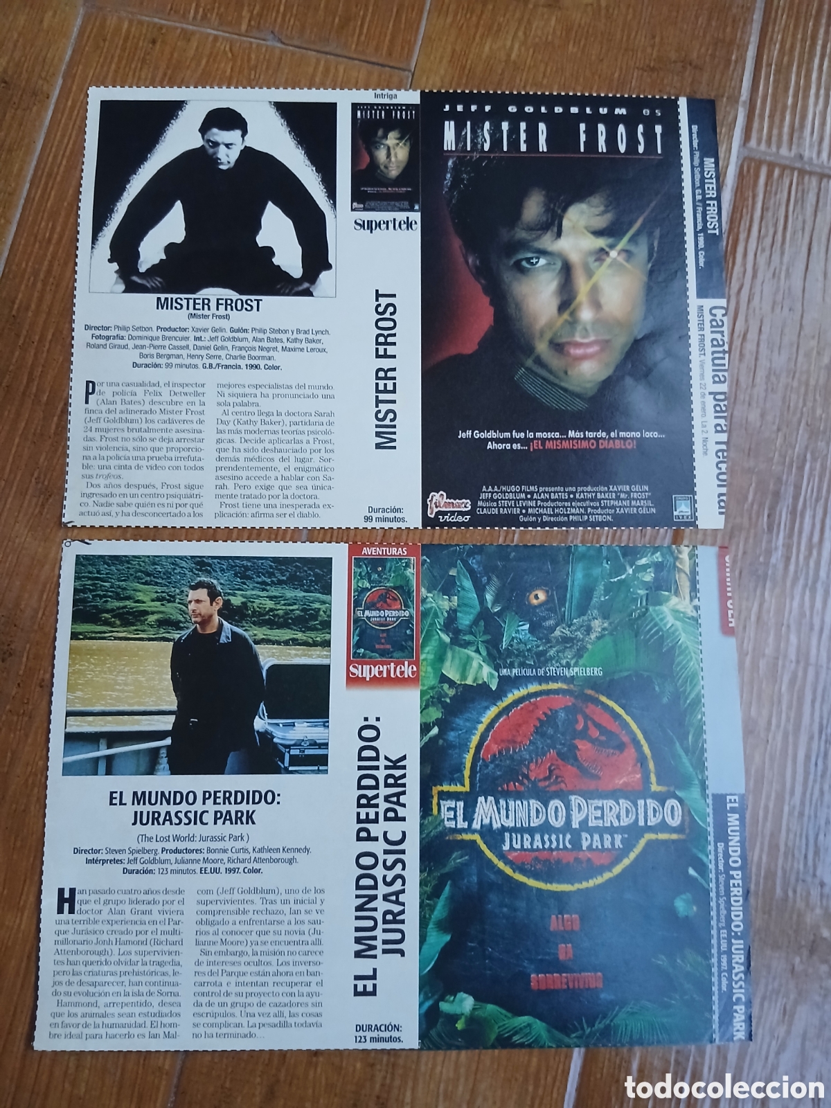 Cinema: 2 Car&aacute;tulas pel&iacute;culas VHS Jeff Goldblum (Supertele) A&ntilde;os 90