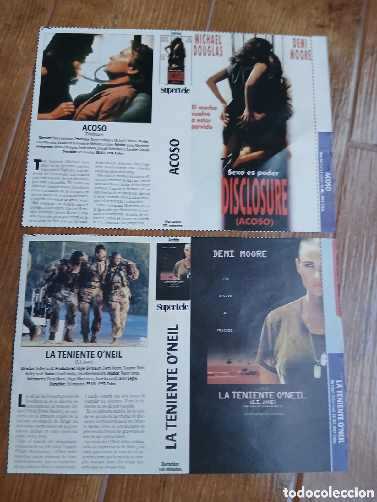 Cin&eacute;ma: 2 Car&aacute;tulas pel&iacute;culas VHS Demi Moore (Supertele) A&ntilde;os 90