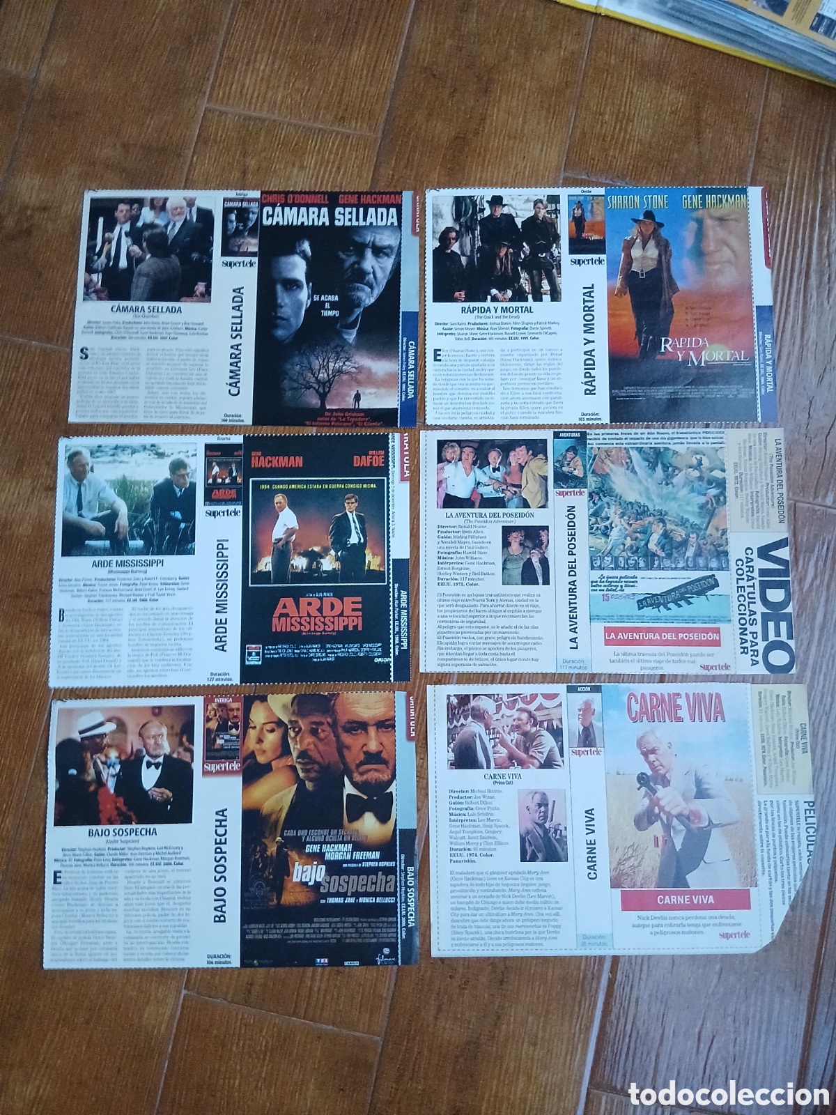 Cinema: 6 Car&aacute;tula pel&iacute;cula VHS Gene Hackman (Supertele) A&ntilde;os 90