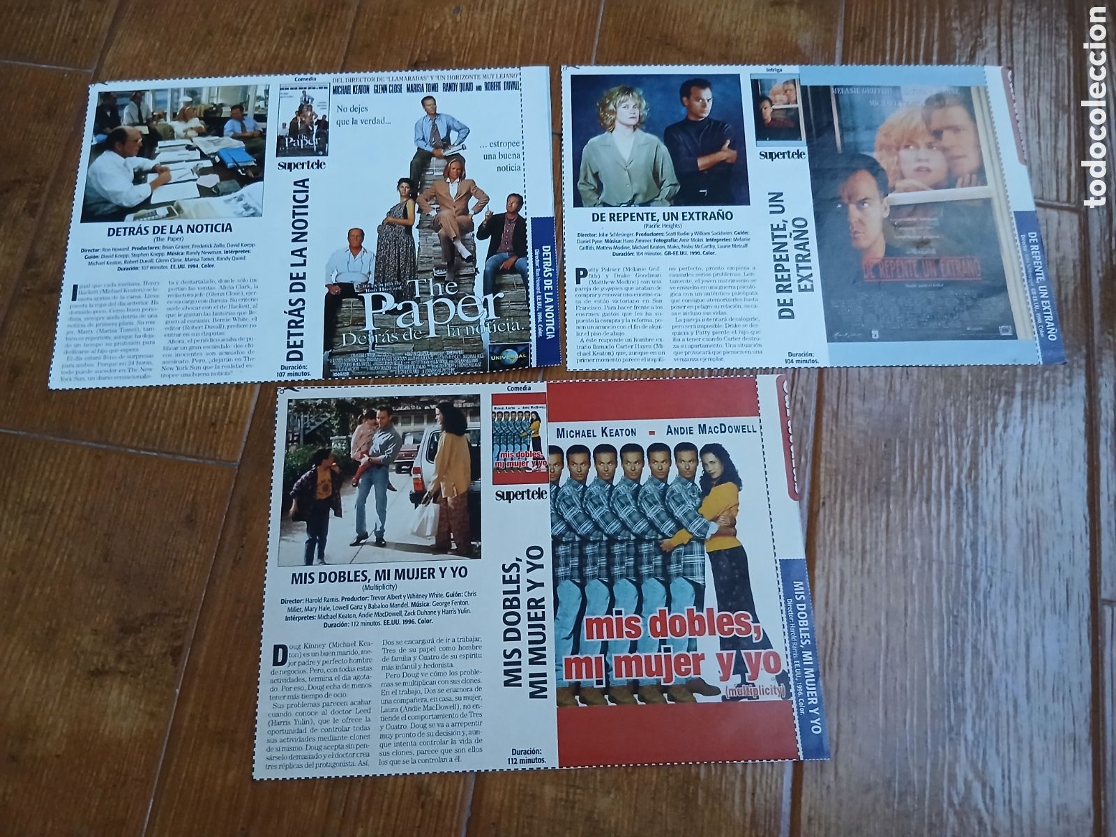 Cinema: 3 Car&aacute;tula pel&iacute;cula VHS Michael Keaton (Supertele) A&ntilde;os 90